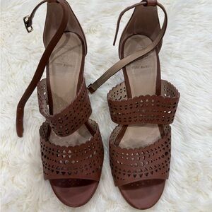 Tory Burch Brown Sandals with Laser-Cut Detailing